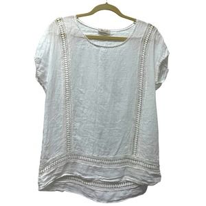 Bellambia Italian White Linen Blouse Shirt Size Small